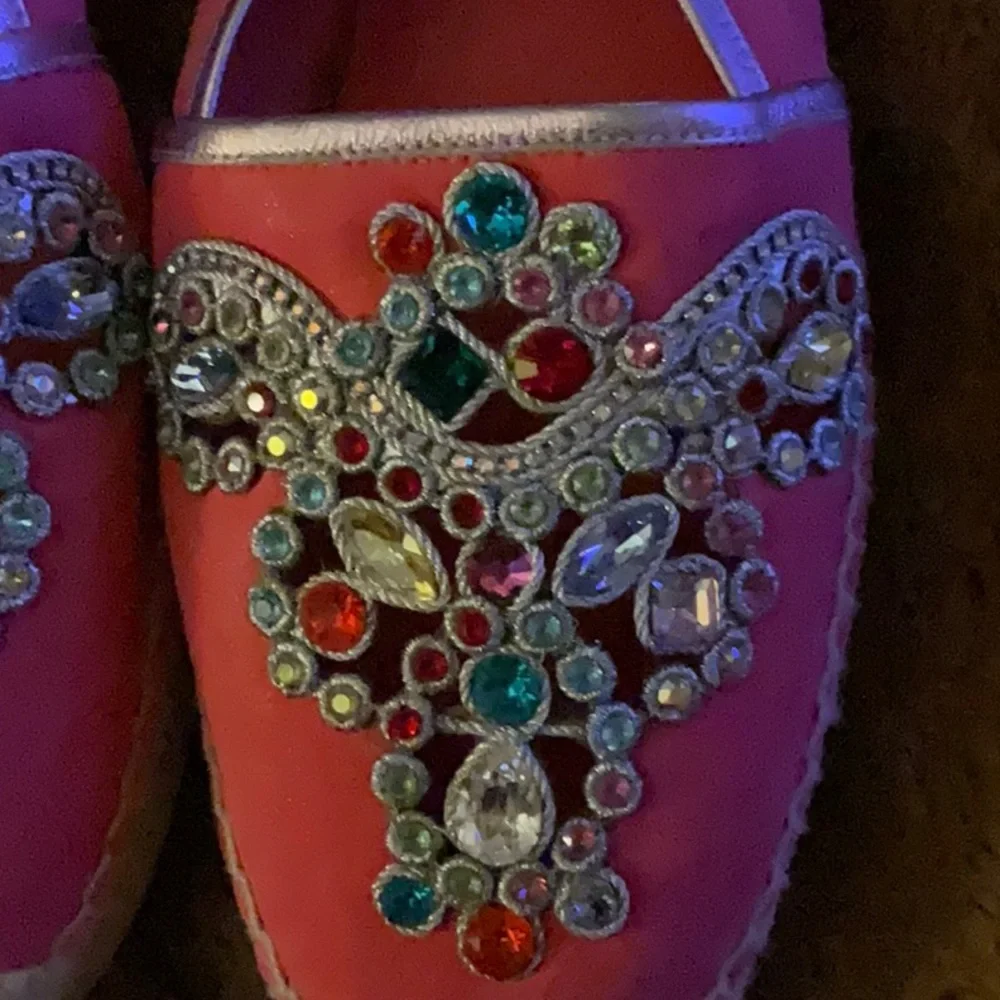 NEW RENE CAOVILLA JEWELED CORAL ESPADRILLES EU40 us 9, 9.5 10 GORGEOUS